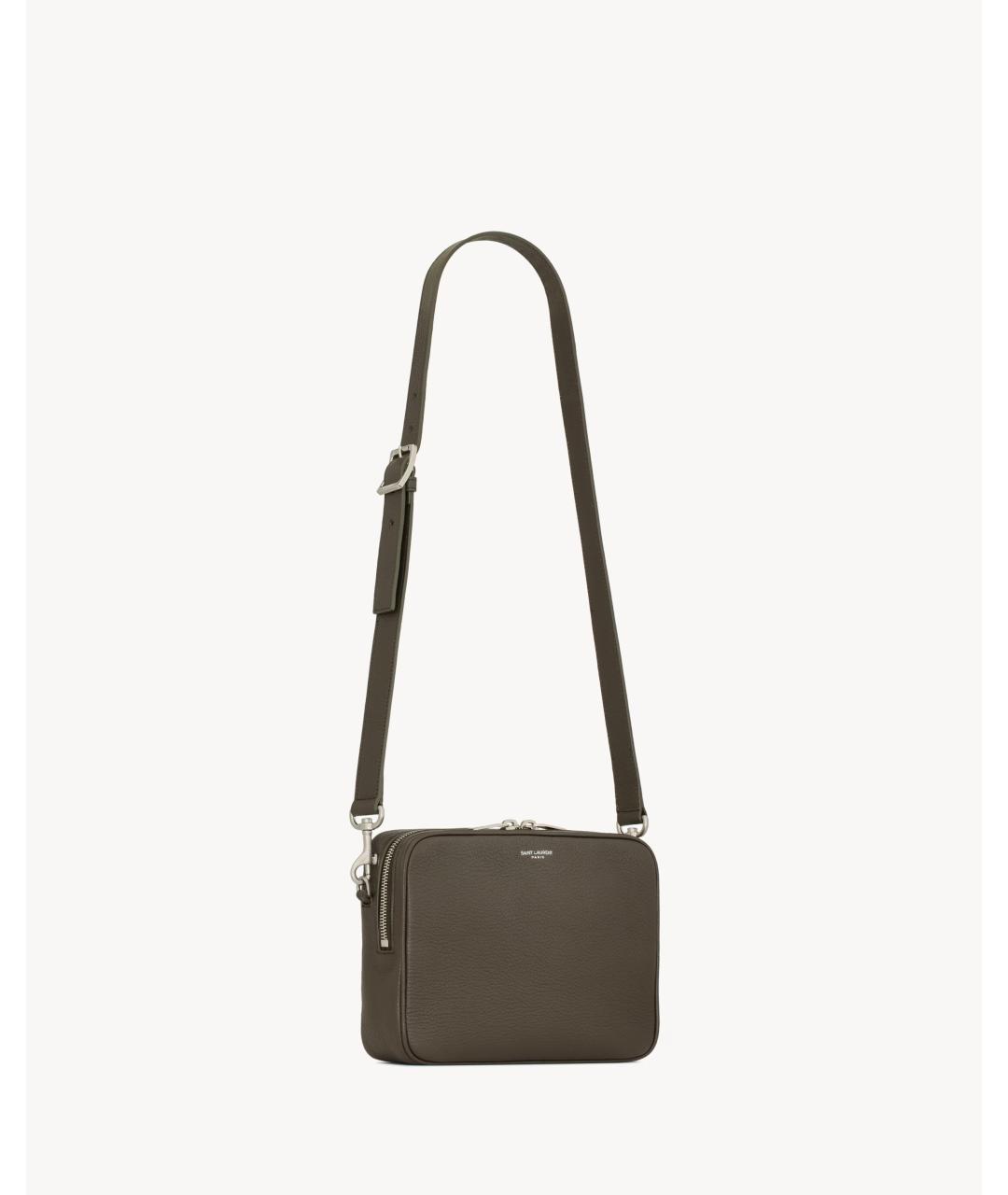 SAINT LAURENT Коричневая кожаная сумка на плечо, фото 4