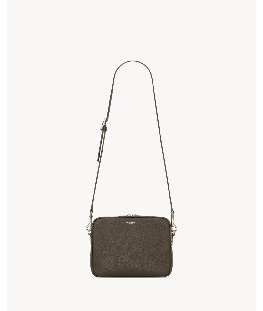 SAINT LAURENT Коричневая кожаная сумка на плечо, фото 1
