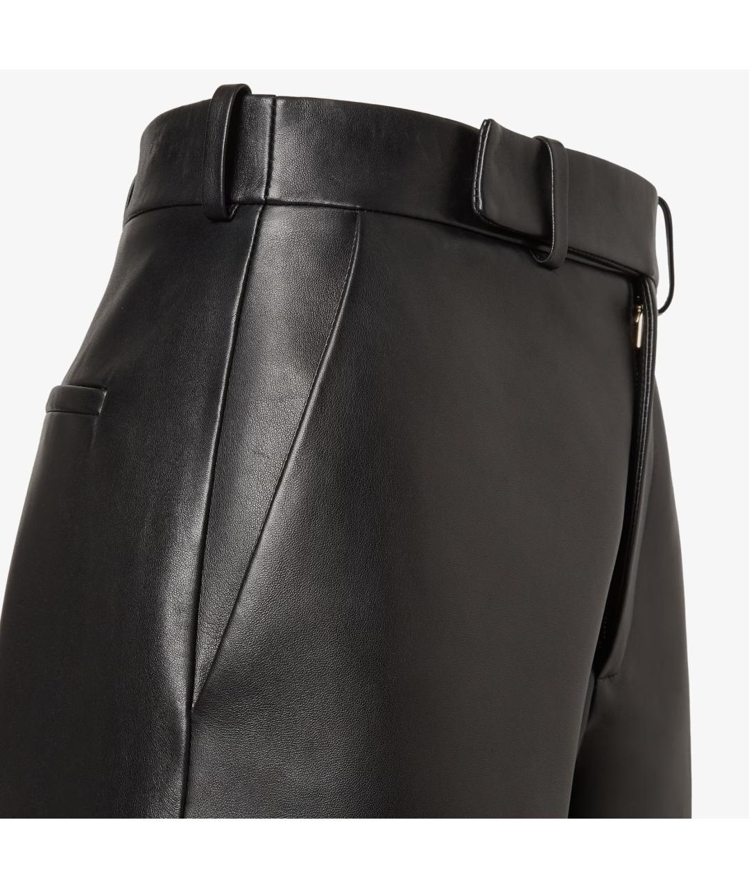FENDI Черные кожаные прямые брюки, фото 3