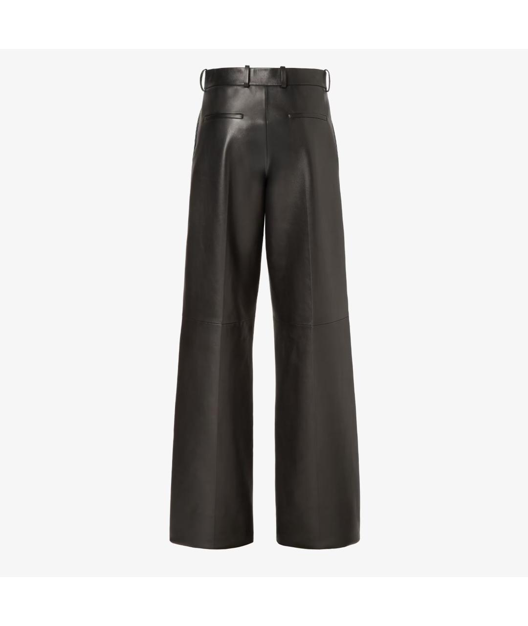 FENDI Черные кожаные прямые брюки, фото 2