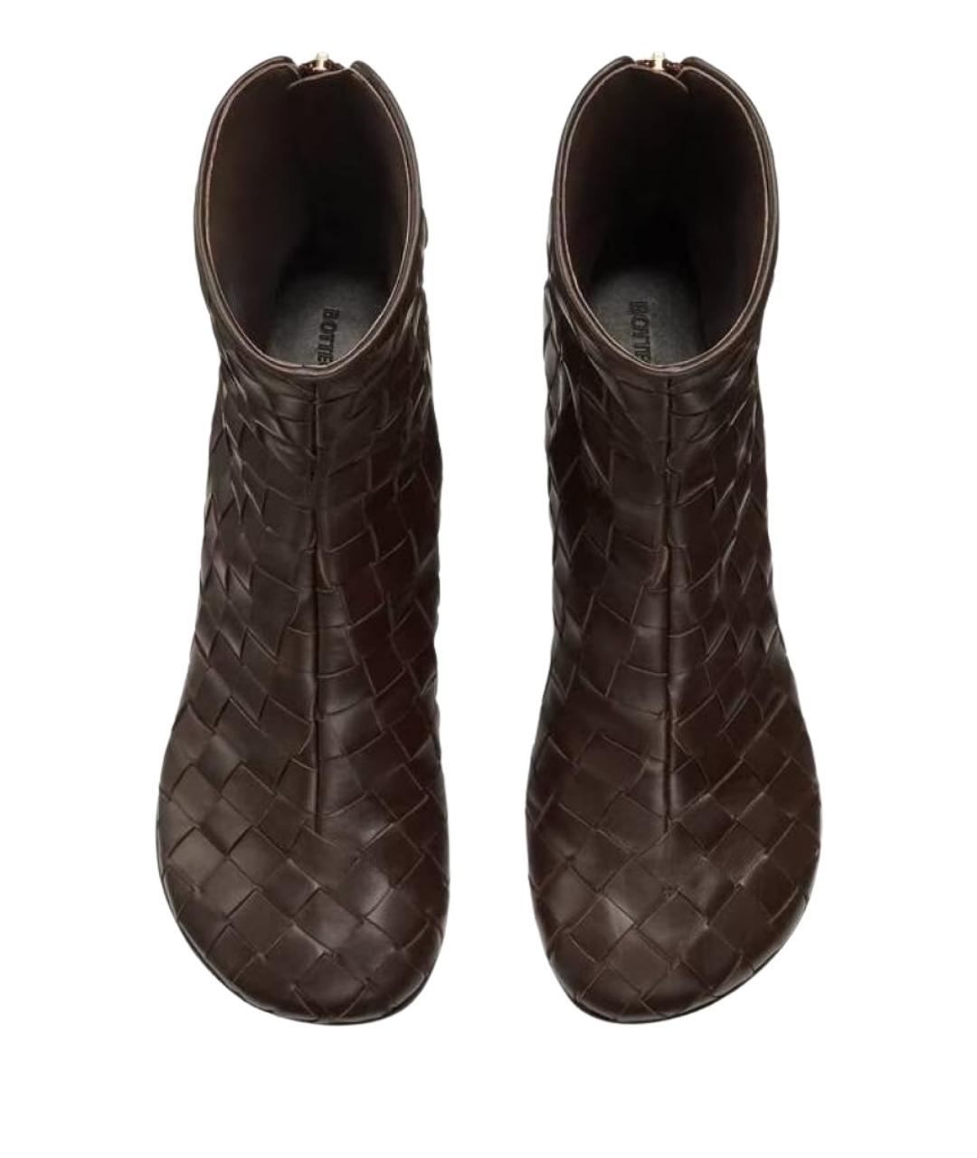 BOTTEGA VENETA Коричневые кожаные ботильоны, фото 3