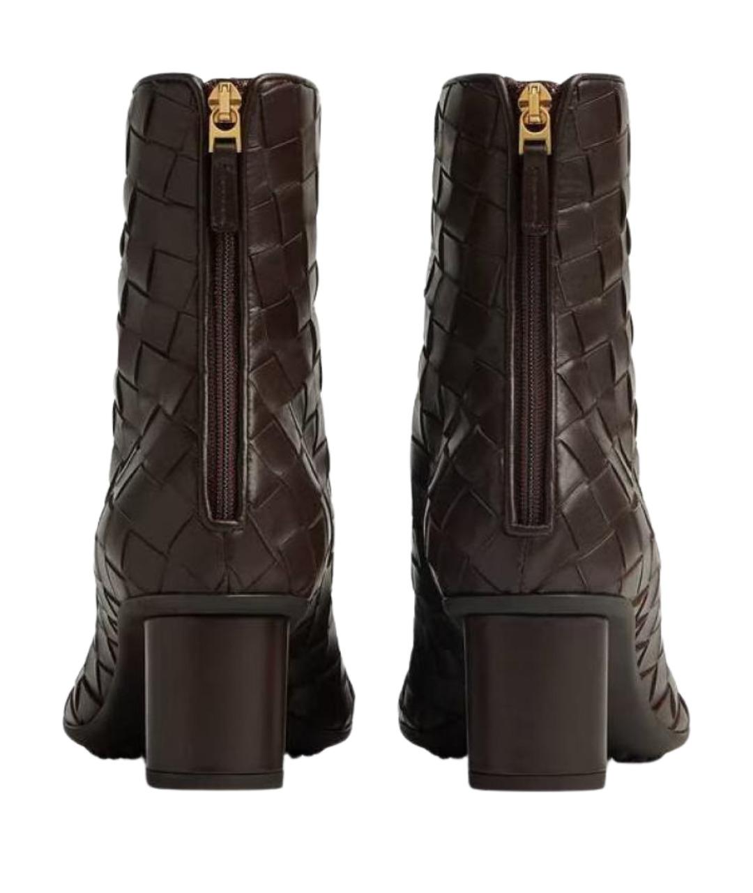 BOTTEGA VENETA Коричневые кожаные ботильоны, фото 2