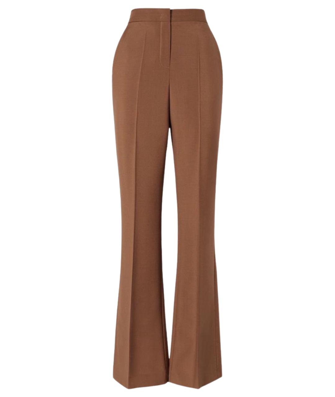 FENDI Коричневые шерстяные прямые брюки, фото 1