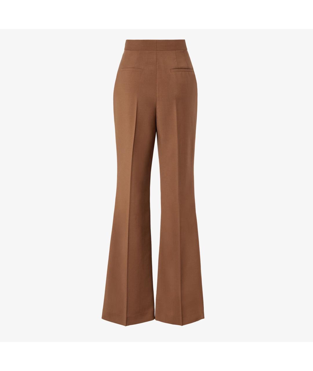 FENDI Коричневые шерстяные прямые брюки, фото 2