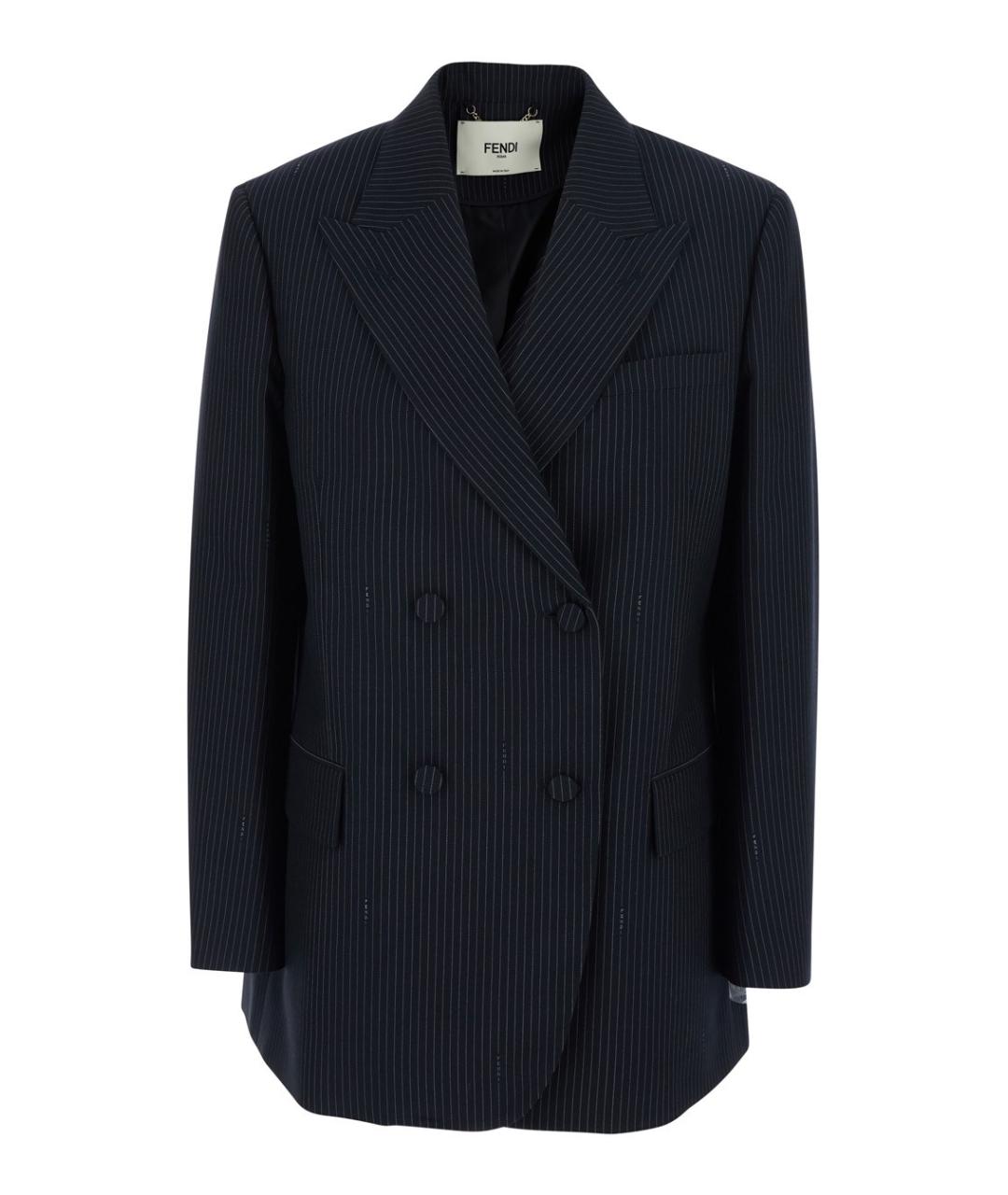 FENDI Темно-синий шерстяной жакет/пиджак, фото 1