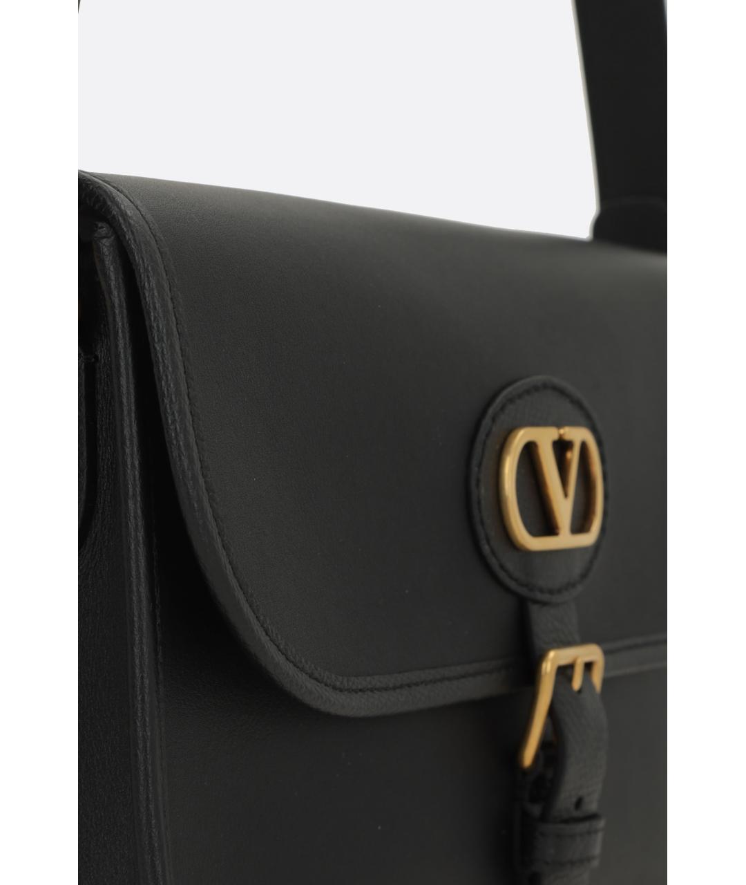 VALENTINO Черная кожаная сумка через плечо, фото 4