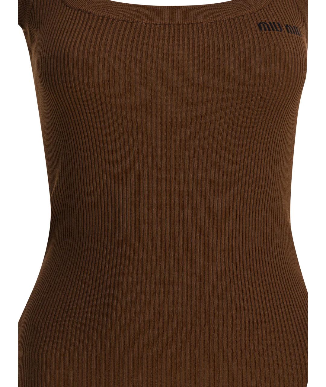MIU MIU Коричневая кашемировая майка, фото 3