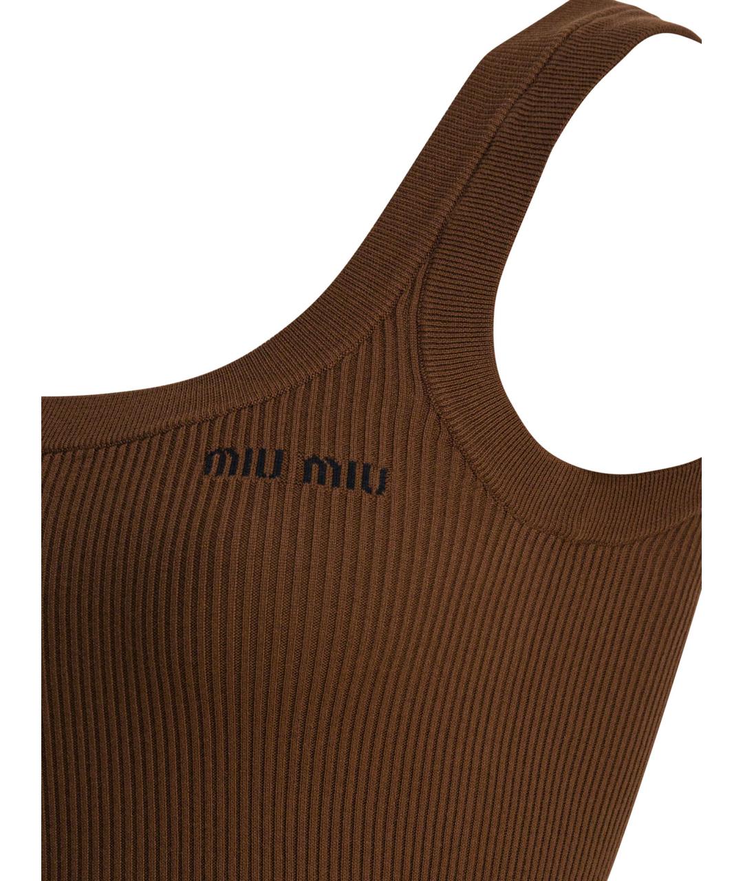 MIU MIU Коричневая кашемировая майка, фото 4