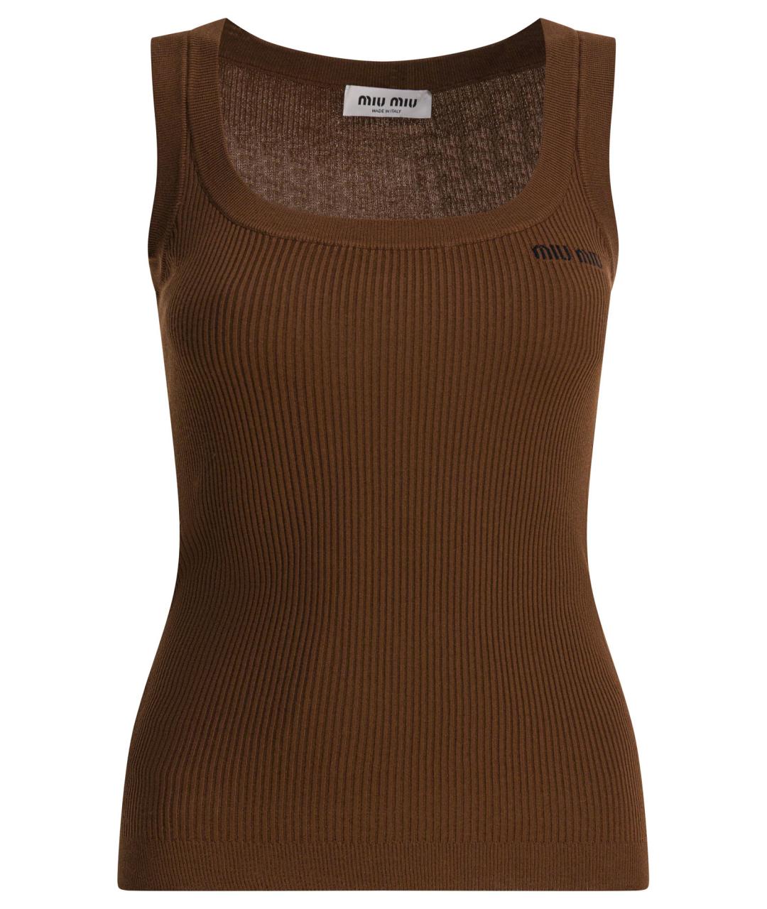MIU MIU Коричневая кашемировая майка, фото 1