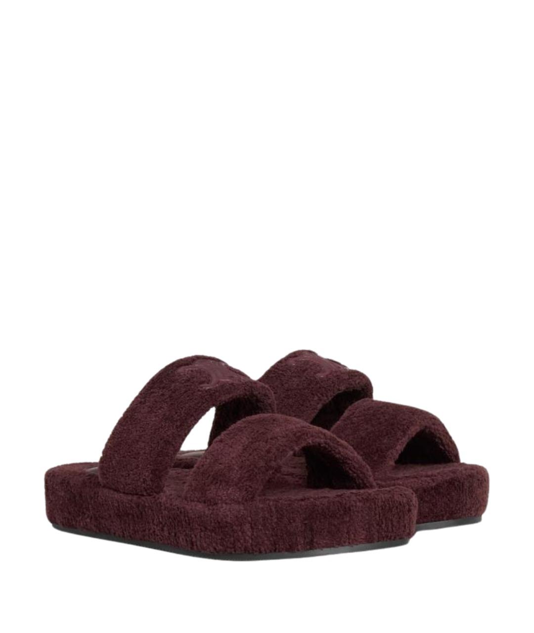 CELINE Бордовые текстильные сандалии, фото 2