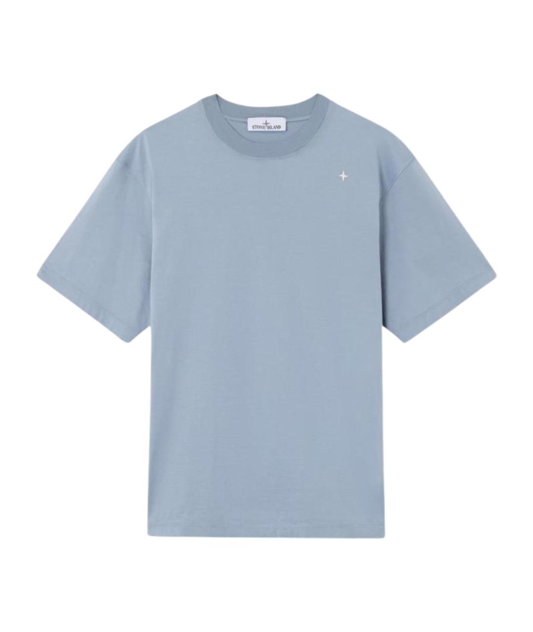 STONE ISLAND Голубая хлопковая футболка, фото 1