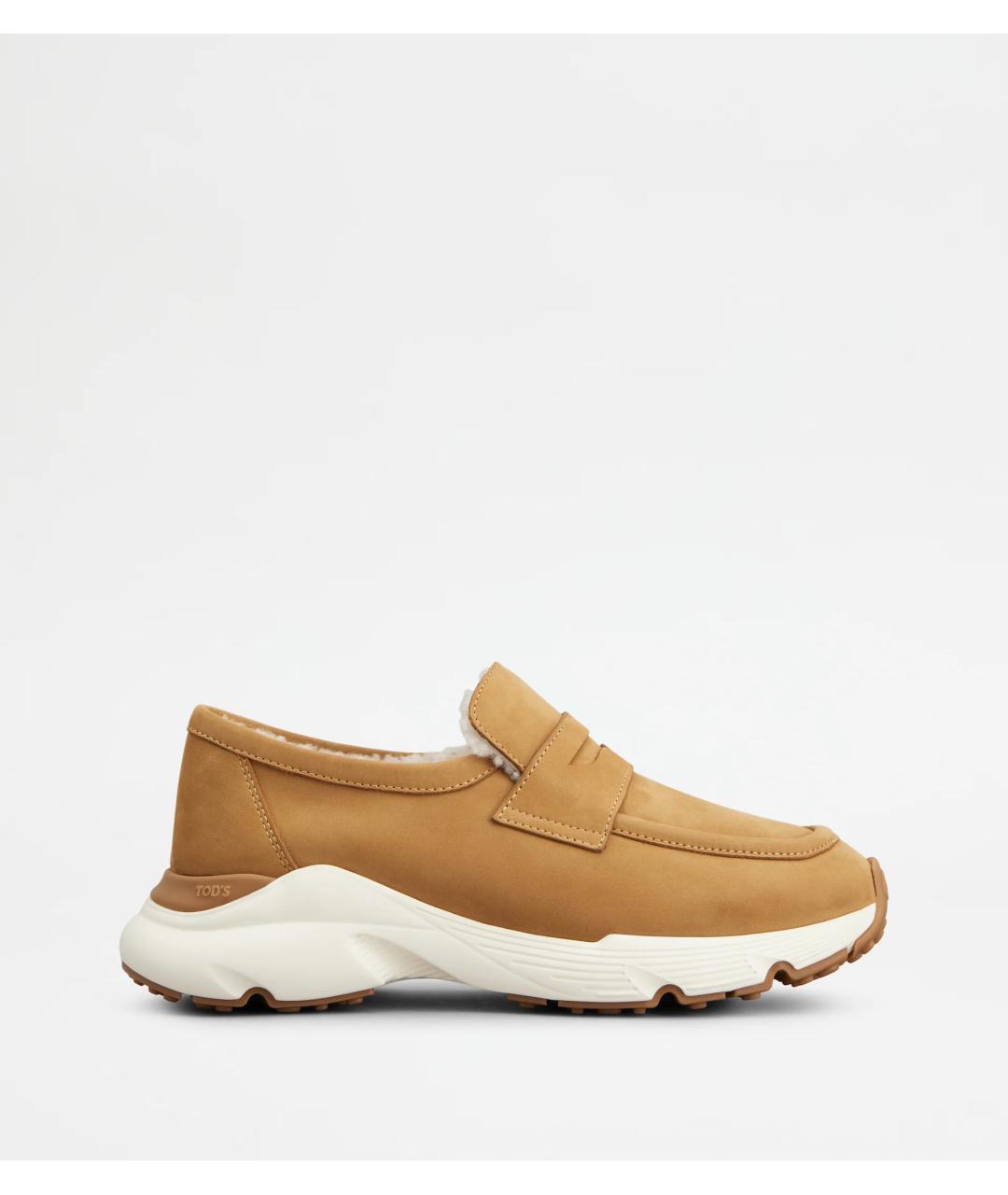 TOD'S Бежевые нубуковые лоферы, фото 1