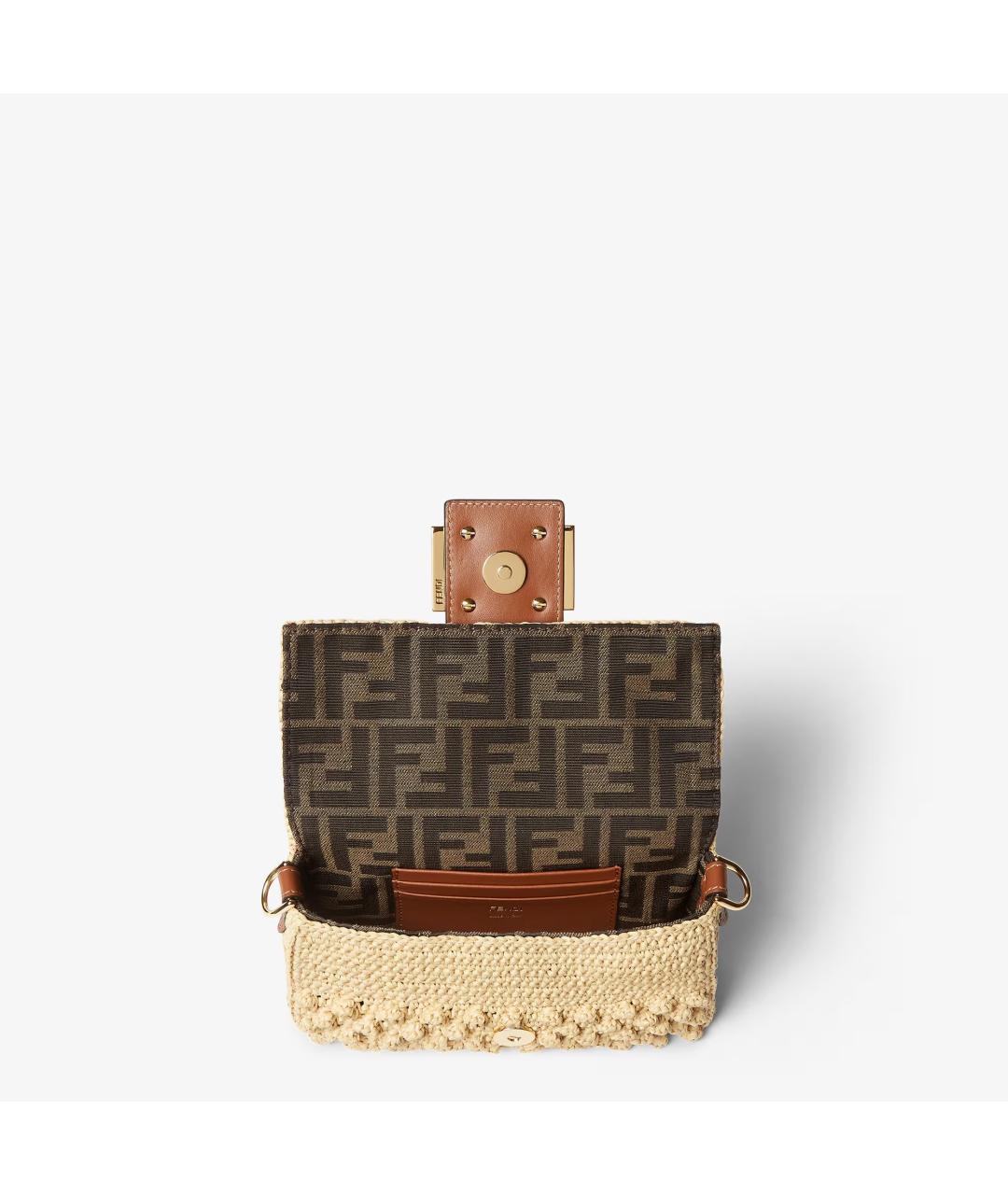 FENDI Бежевая пелетеная сумка с короткими ручками, фото 4
