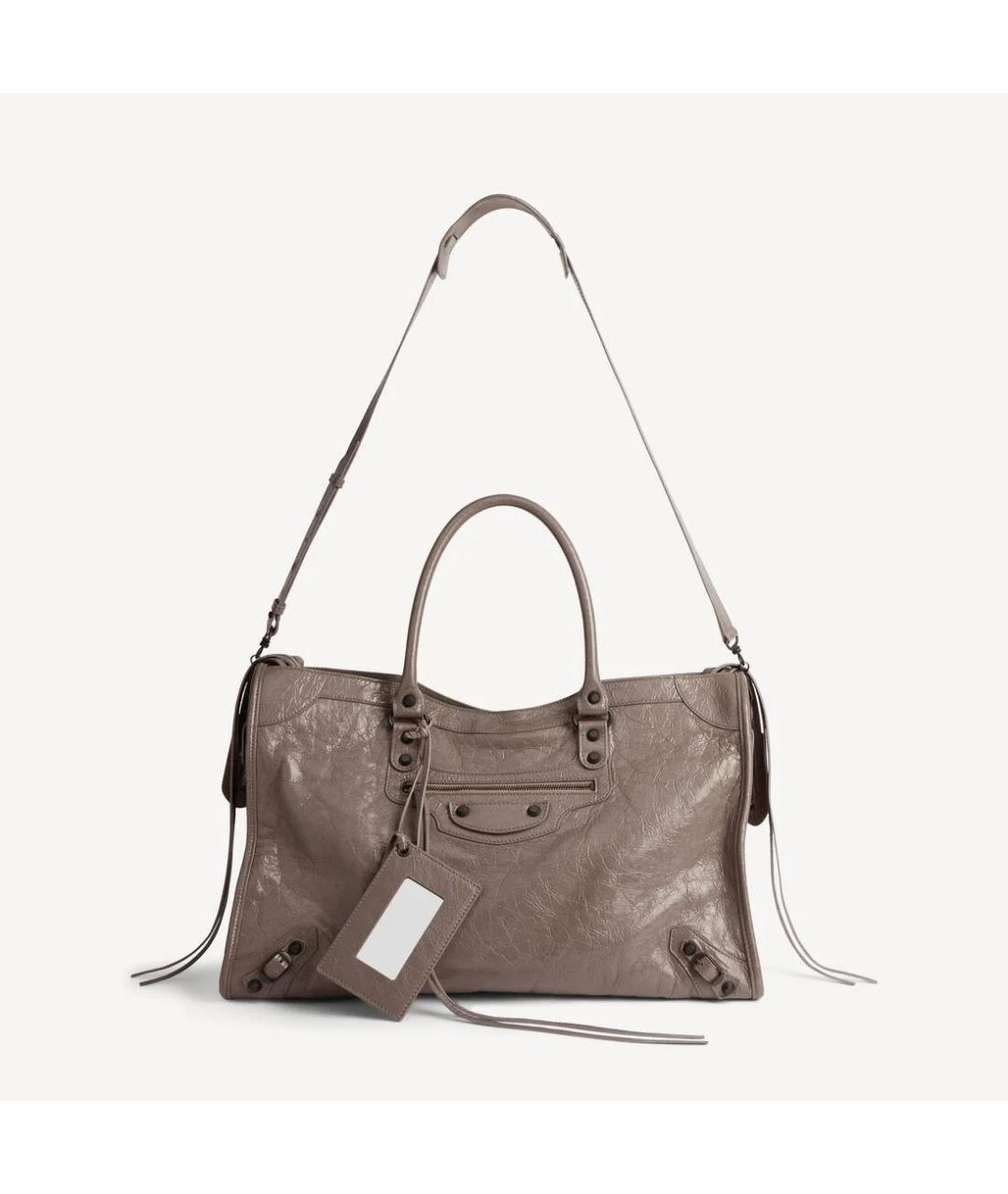 BALENCIAGA Коричневая кожаная сумка на плечо, фото 2