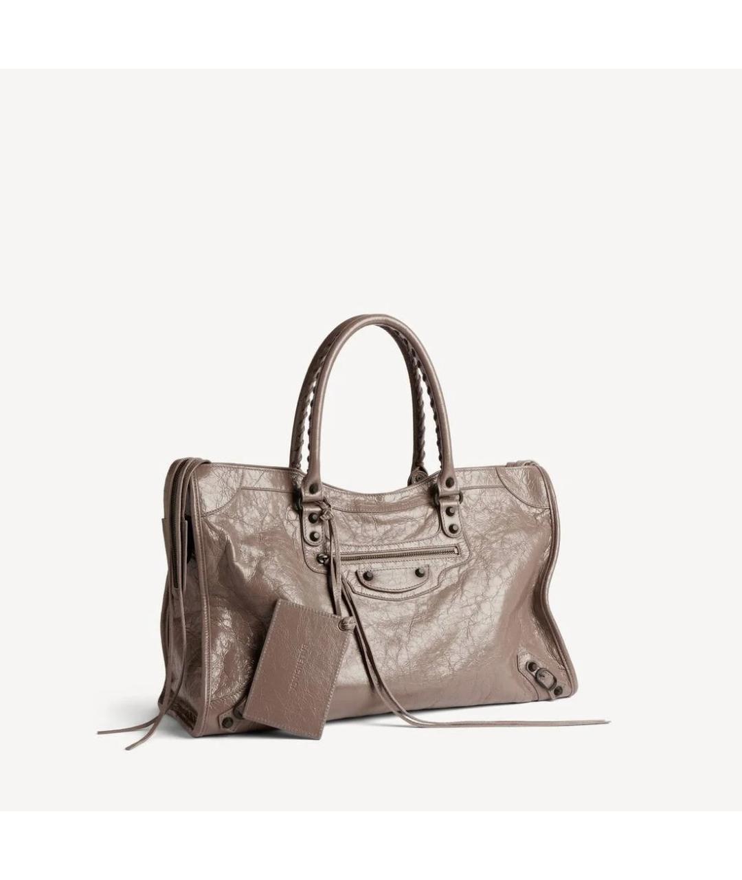 BALENCIAGA Коричневая кожаная сумка на плечо, фото 5