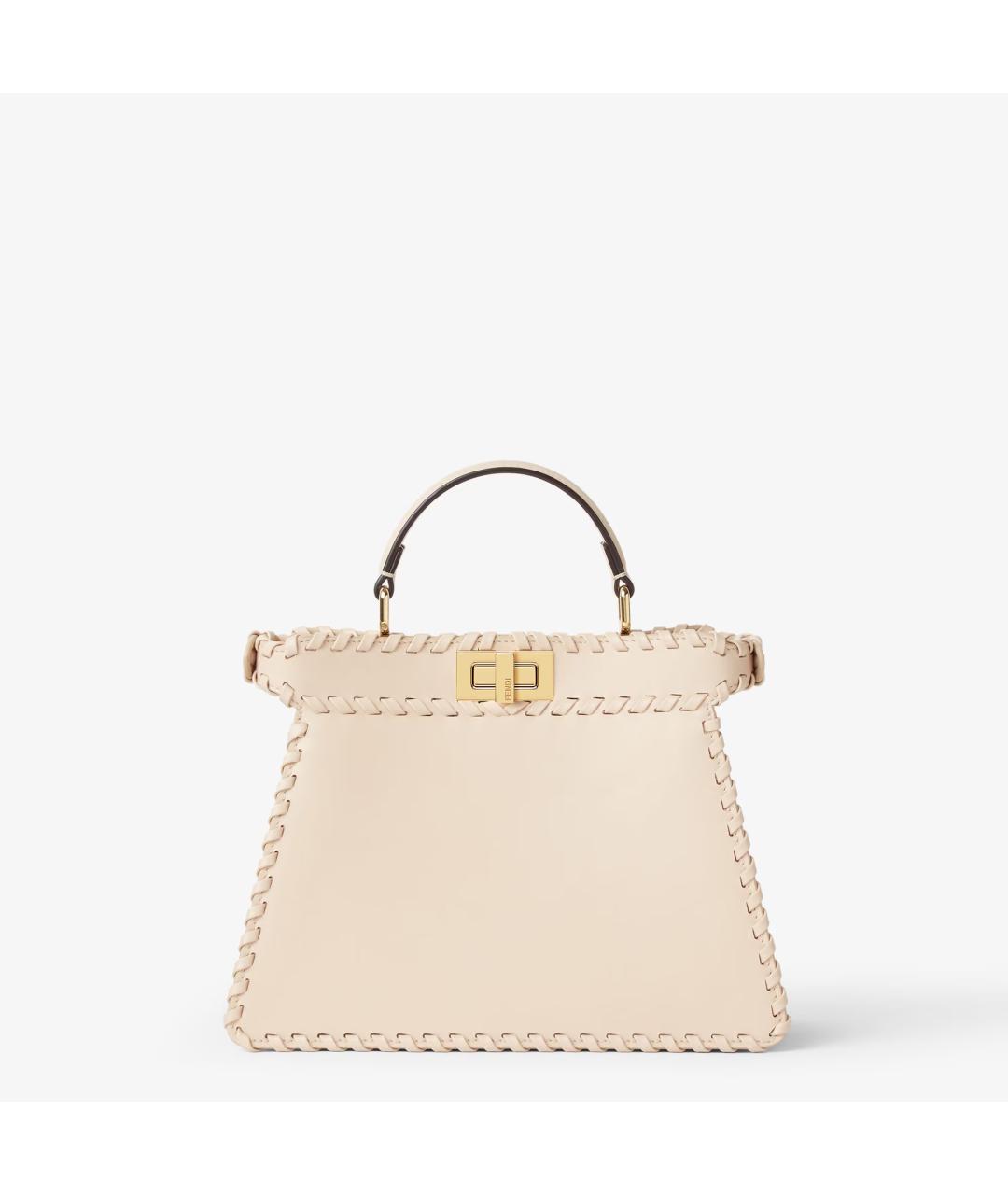 FENDI Бежевая кожаная сумка через плечо, фото 3