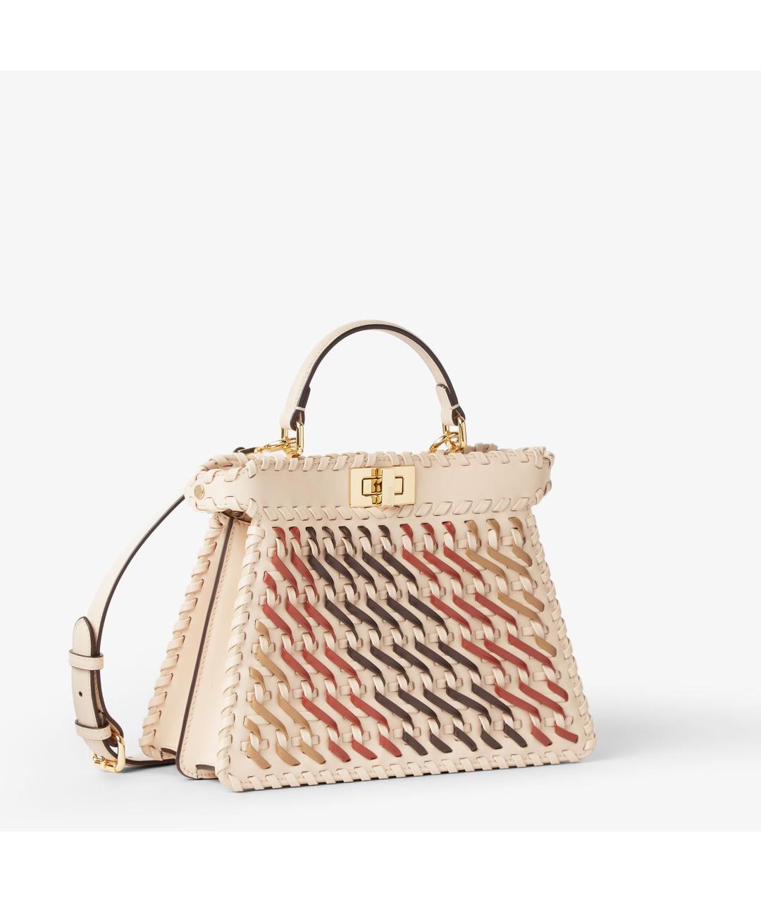 FENDI Бежевая кожаная сумка через плечо, фото 2