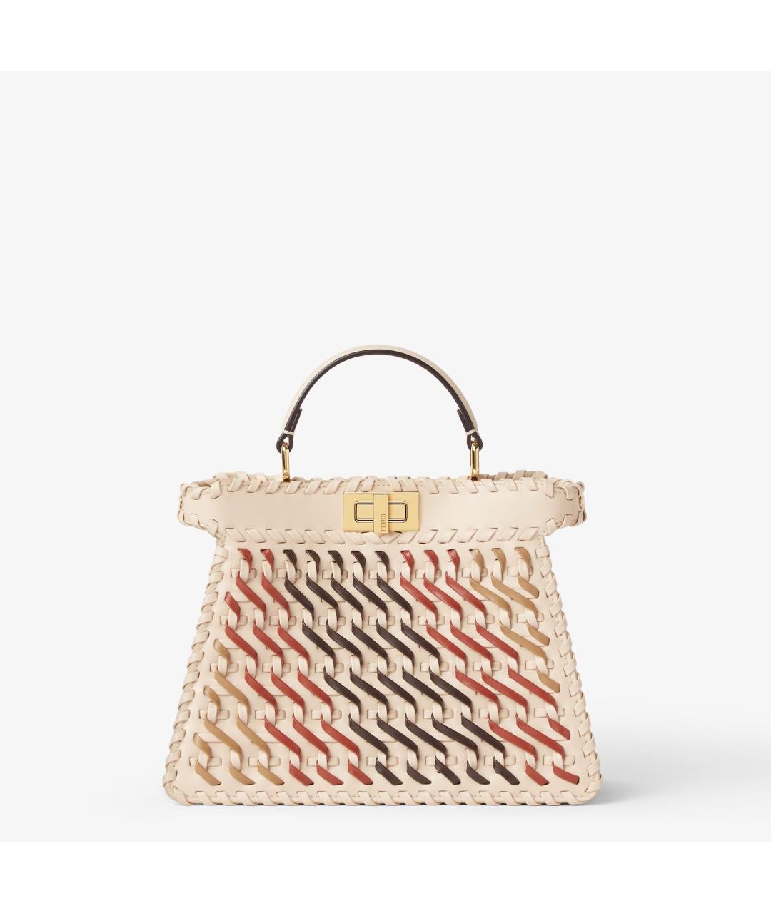 FENDI Бежевая кожаная сумка через плечо, фото 1