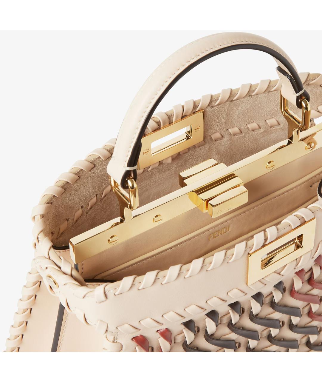 FENDI Бежевая кожаная сумка через плечо, фото 5