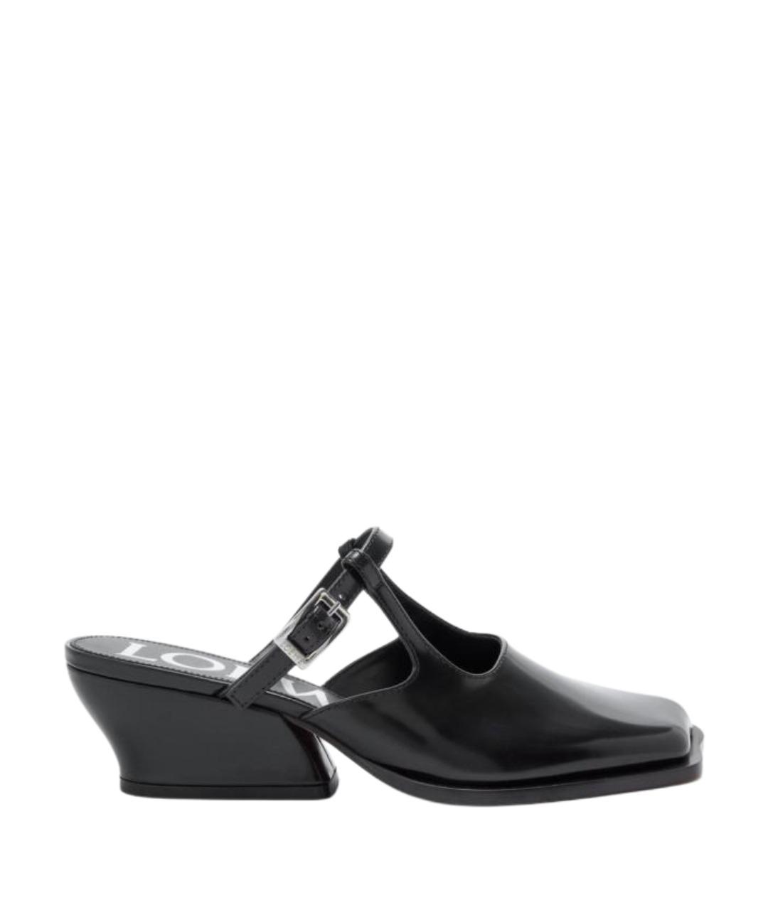 LOEWE Черные кожаные мюли, фото 1