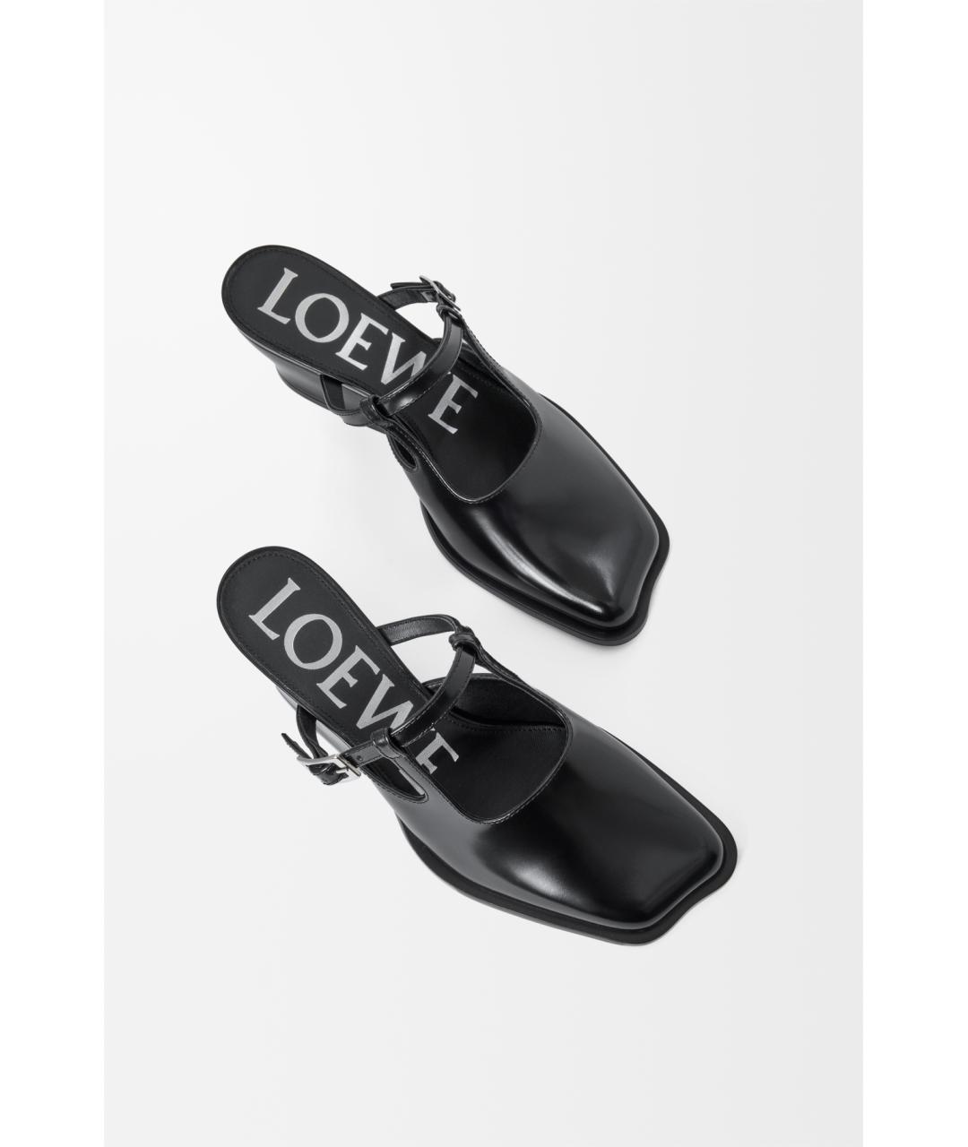 LOEWE Черные кожаные мюли, фото 3