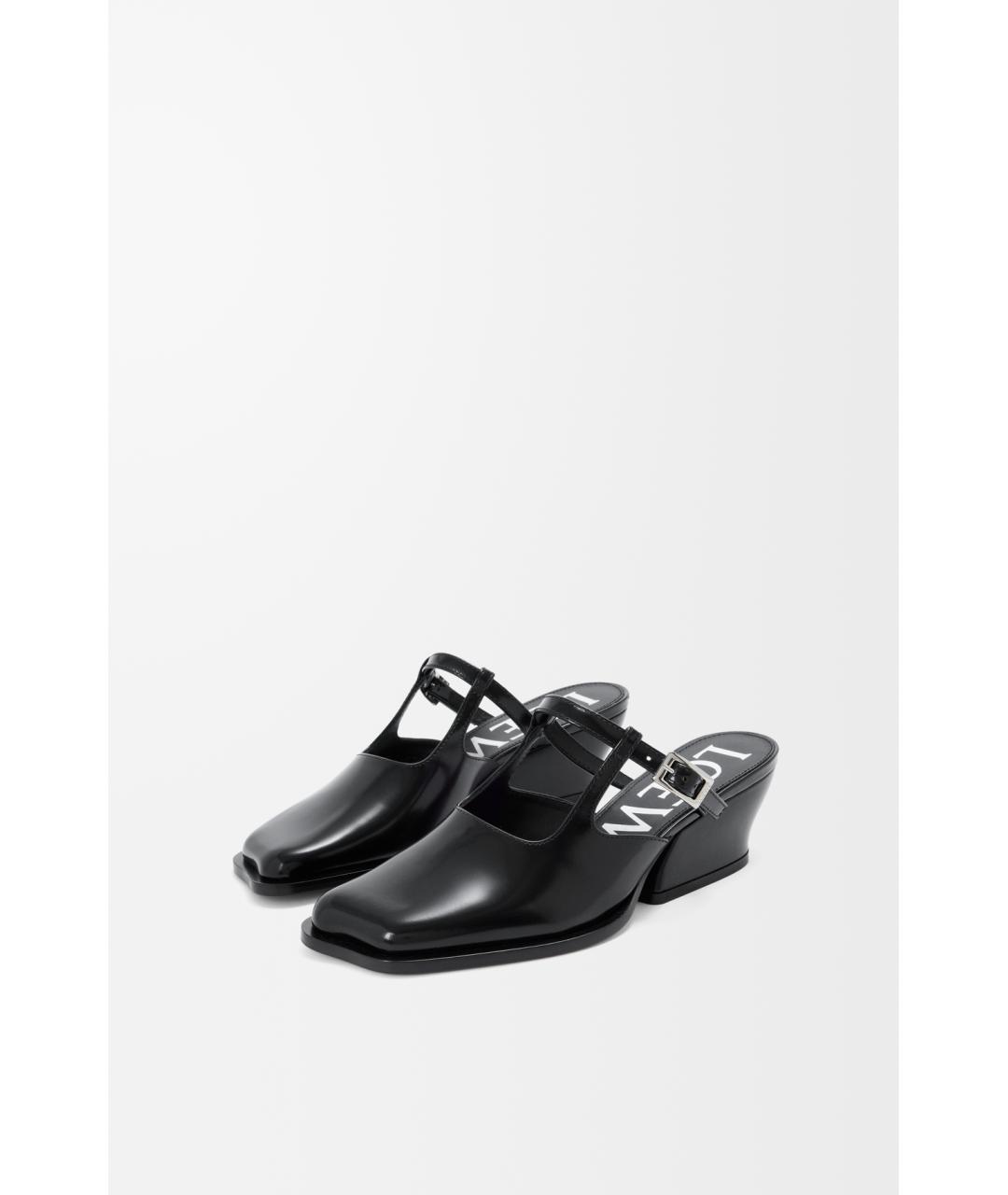 LOEWE Черные кожаные мюли, фото 2