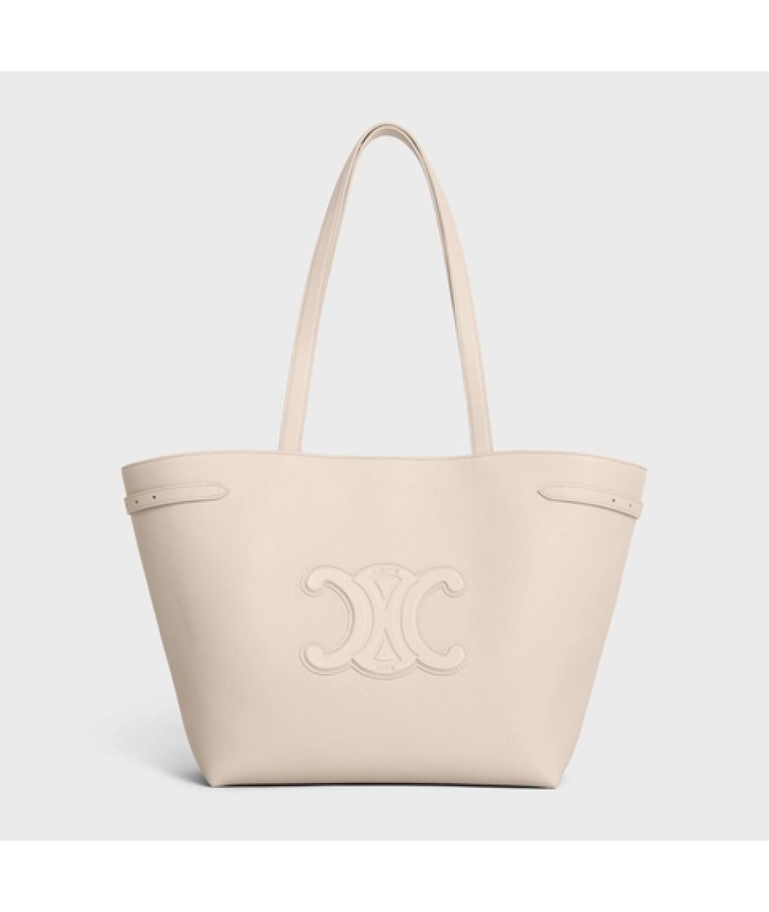 CELINE Бежевая кожаная сумка тоут, фото 6