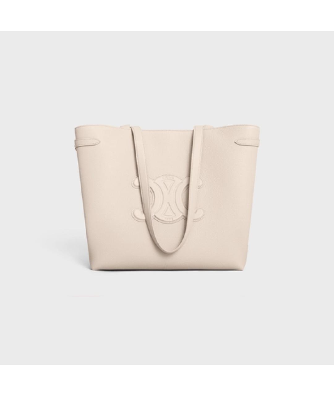 CELINE Бежевая кожаная сумка тоут, фото 3