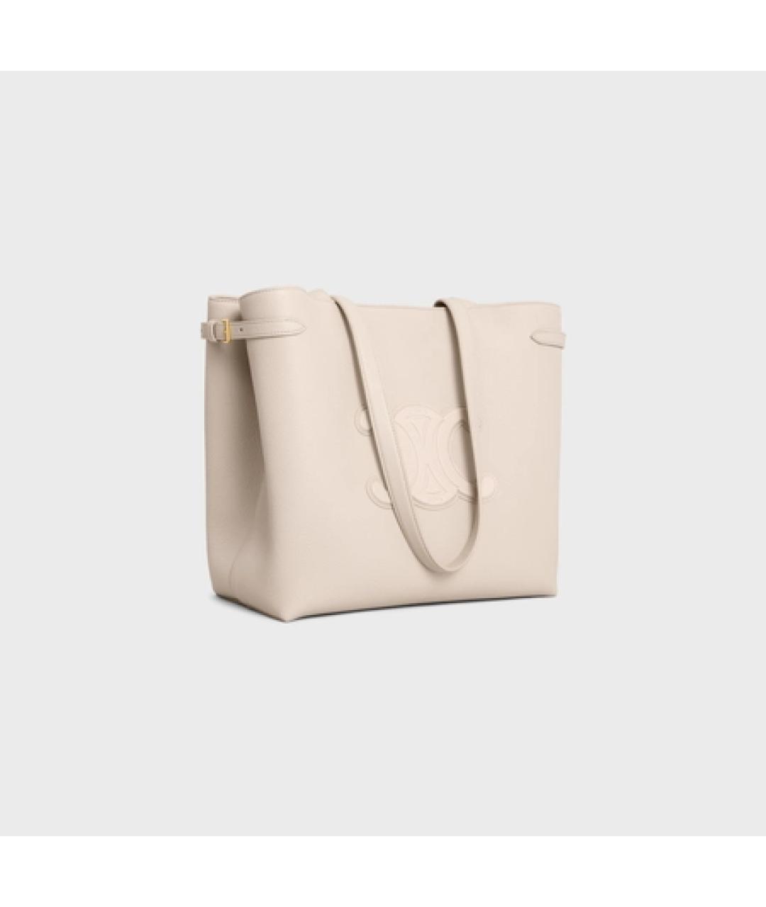 CELINE Бежевая кожаная сумка тоут, фото 4