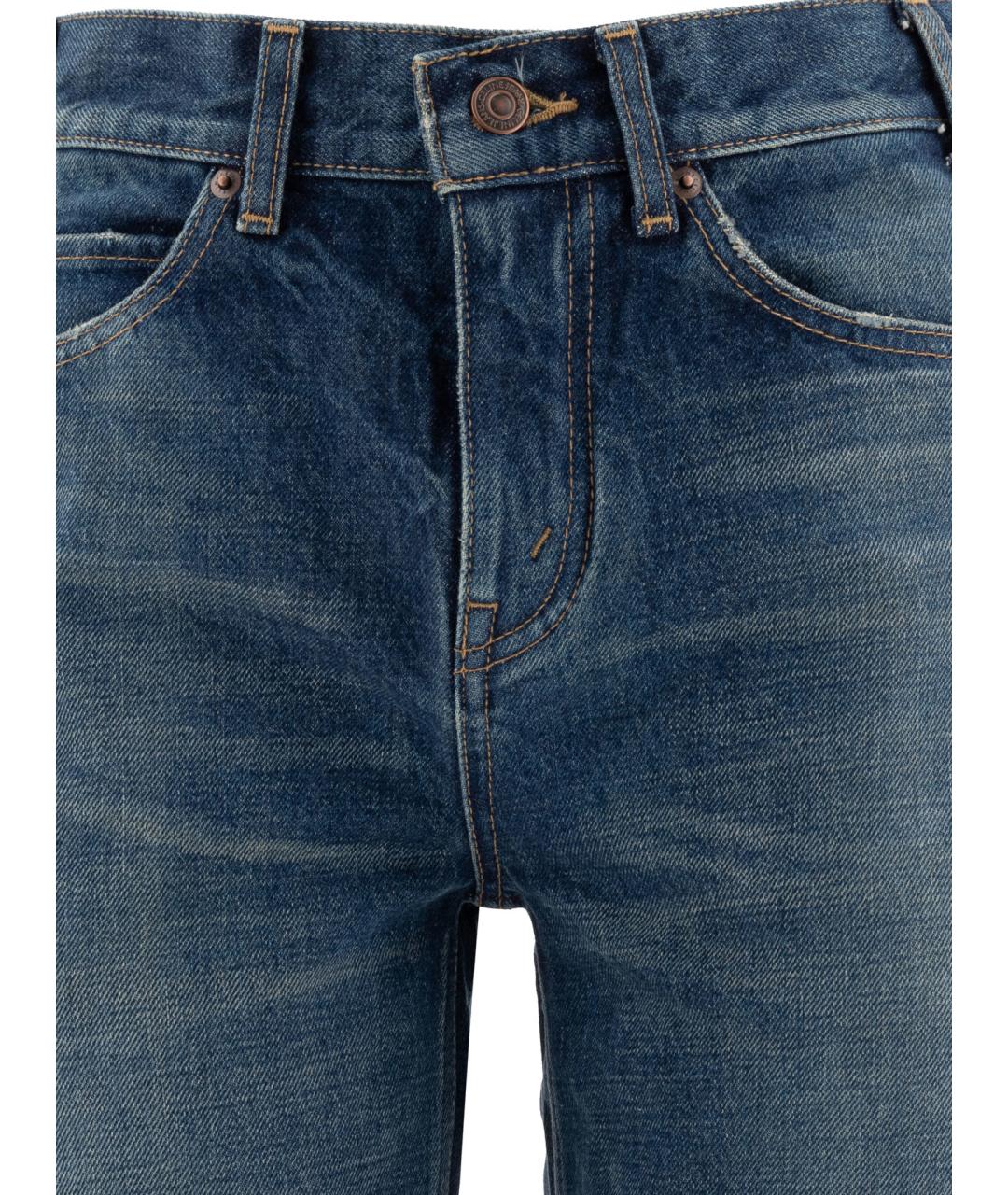 CELINE Синие хлопковые прямые джинсы, фото 3