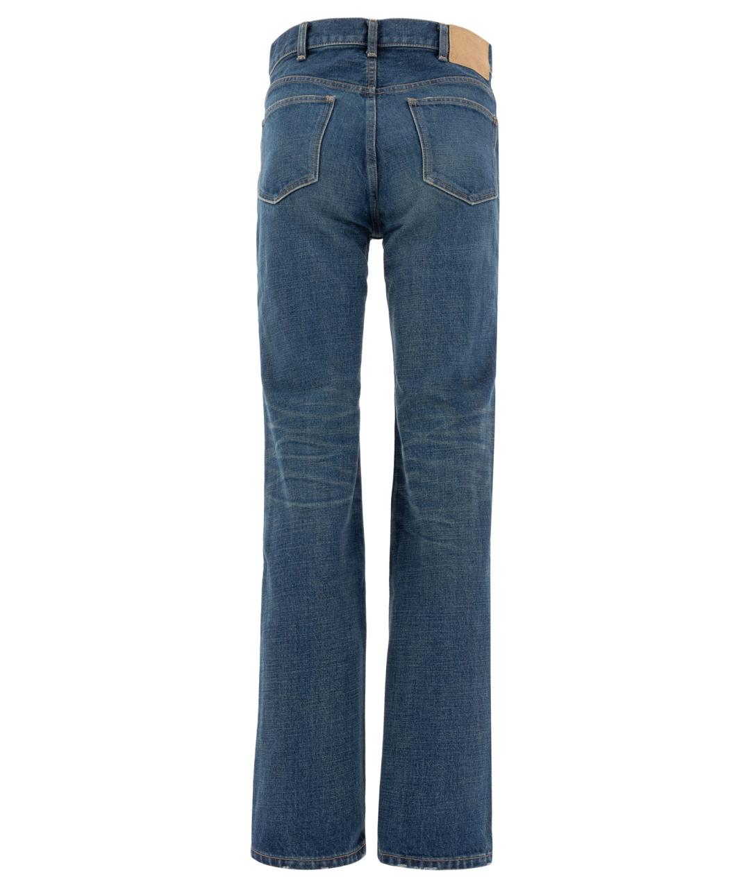 CELINE Синие хлопковые прямые джинсы, фото 2