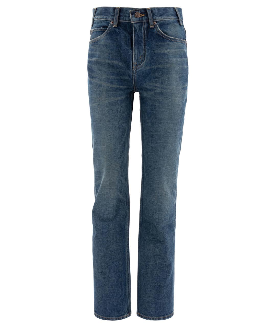 CELINE Синие хлопковые прямые джинсы, фото 1