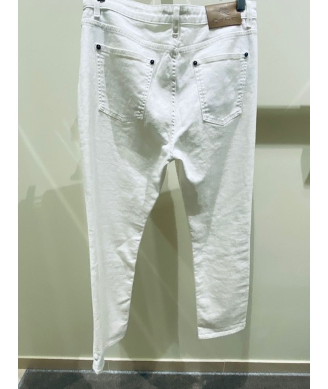 ETRO Белые хлопко-эластановые прямые джинсы, фото 2