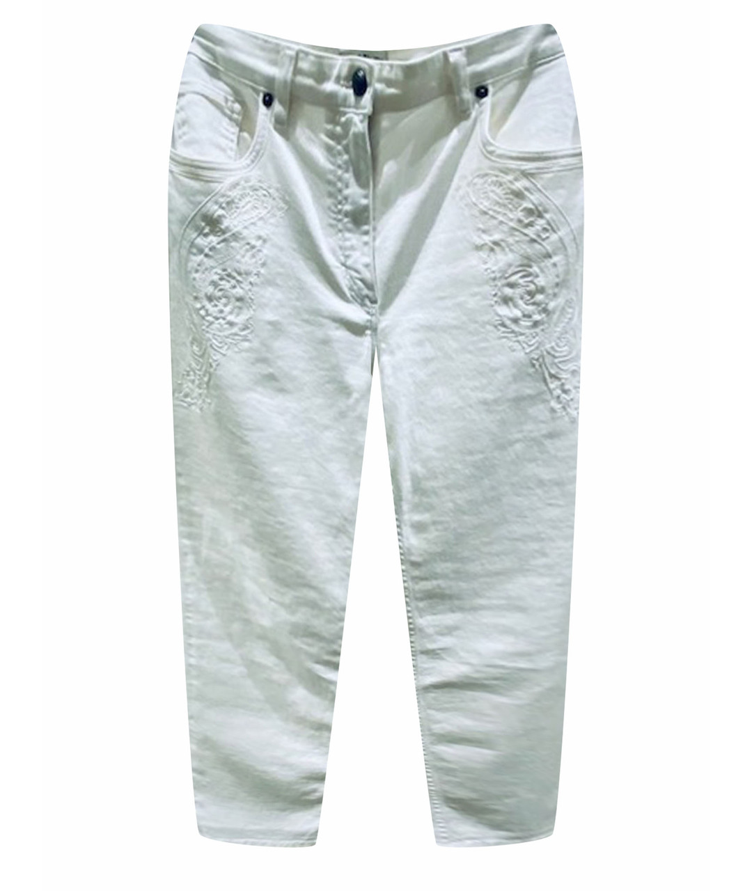 ETRO Белые хлопко-эластановые прямые джинсы, фото 1