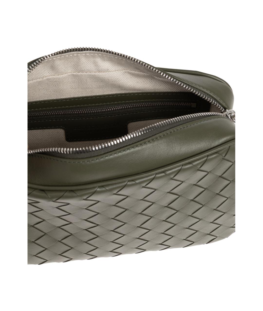 BOTTEGA VENETA Хаки кожаная сумка на плечо, фото 3