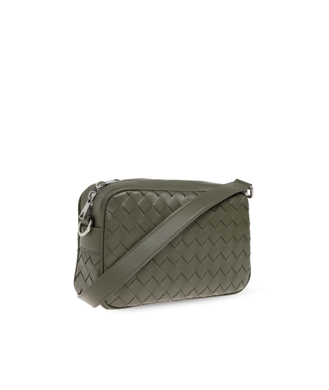 BOTTEGA VENETA Хаки кожаная сумка на плечо, фото 2