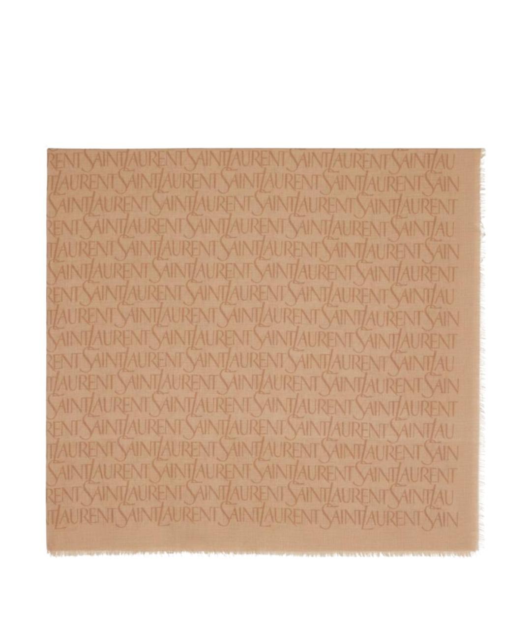 SAINT LAURENT Бежевый кашемировый шарф, фото 1