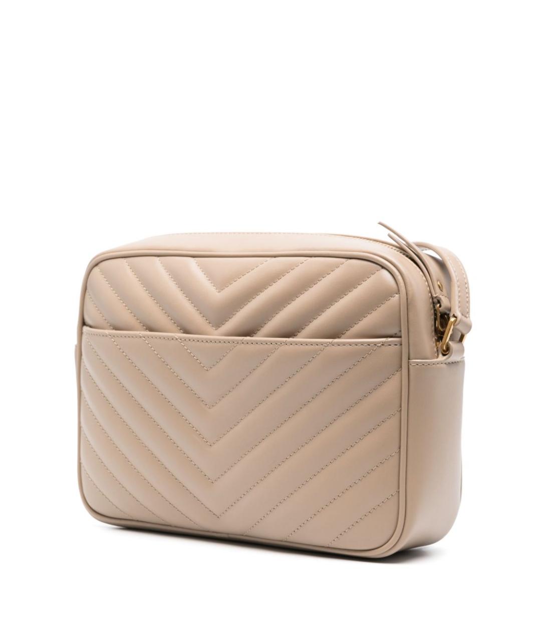 SAINT LAURENT Бежевая кожаная сумка через плечо, фото 2