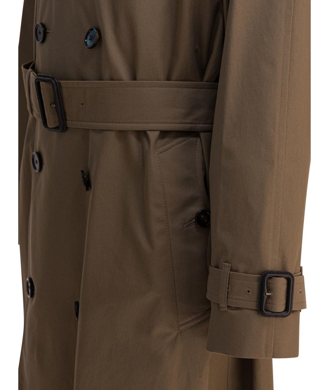 BURBERRY Коричневый хлопковый тренч / плащ, фото 3