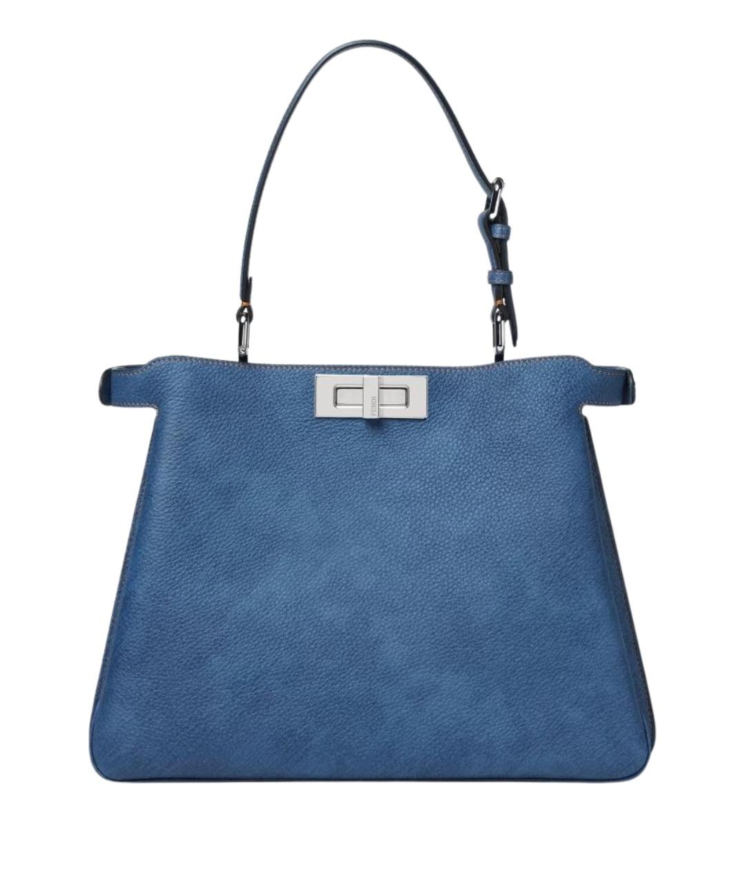 FENDI Синяя кожаная сумка с короткими ручками, фото 1
