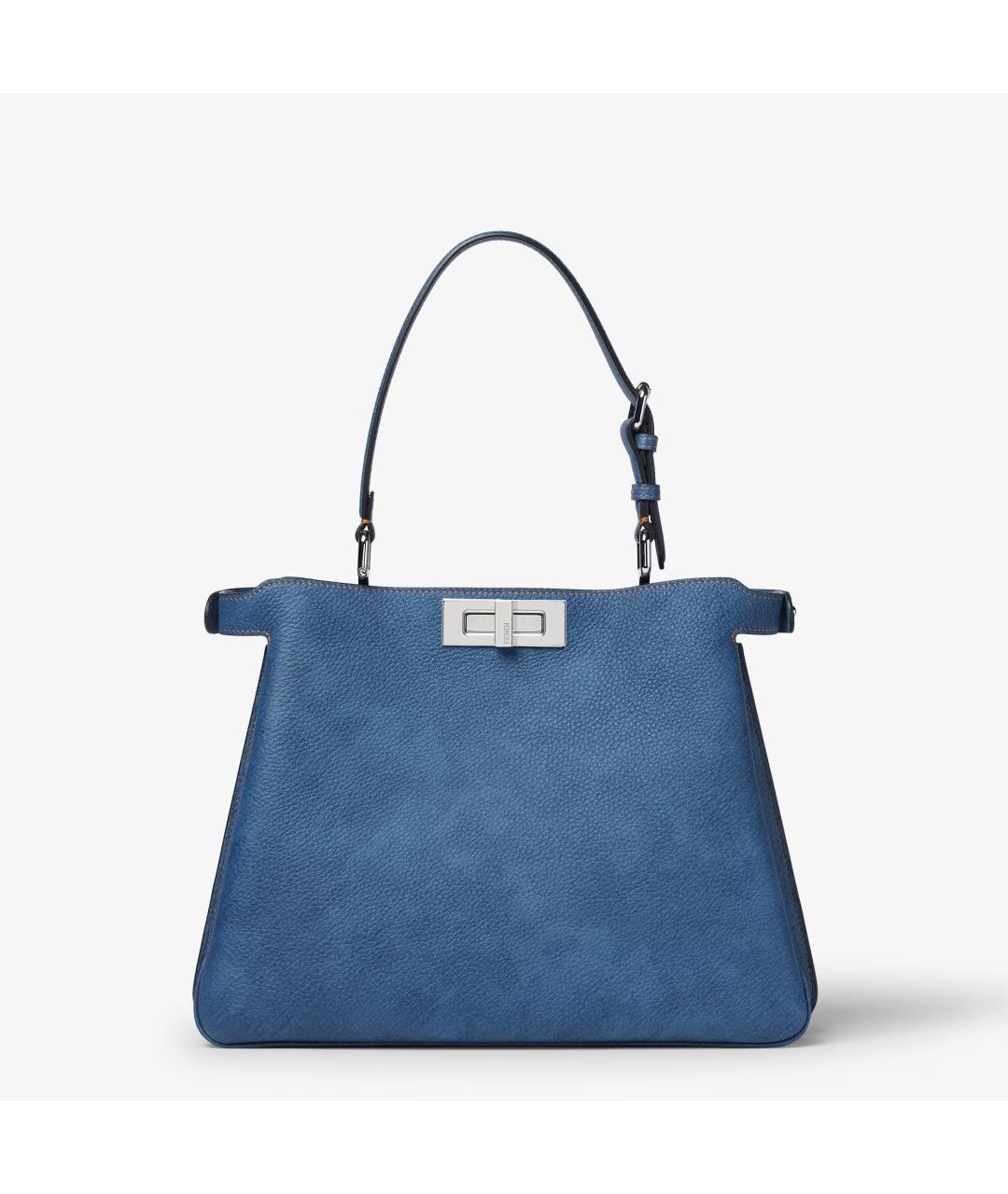 FENDI Синяя кожаная сумка с короткими ручками, фото 8