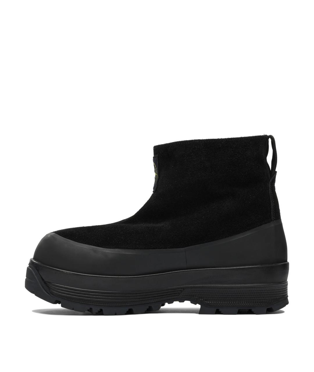 STONE ISLAND Черные кожаные высокие ботинки, фото 3