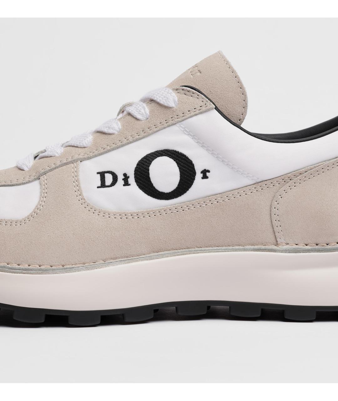 CHRISTIAN DIOR Бежевые кожаные низкие кроссовки / кеды, фото 4