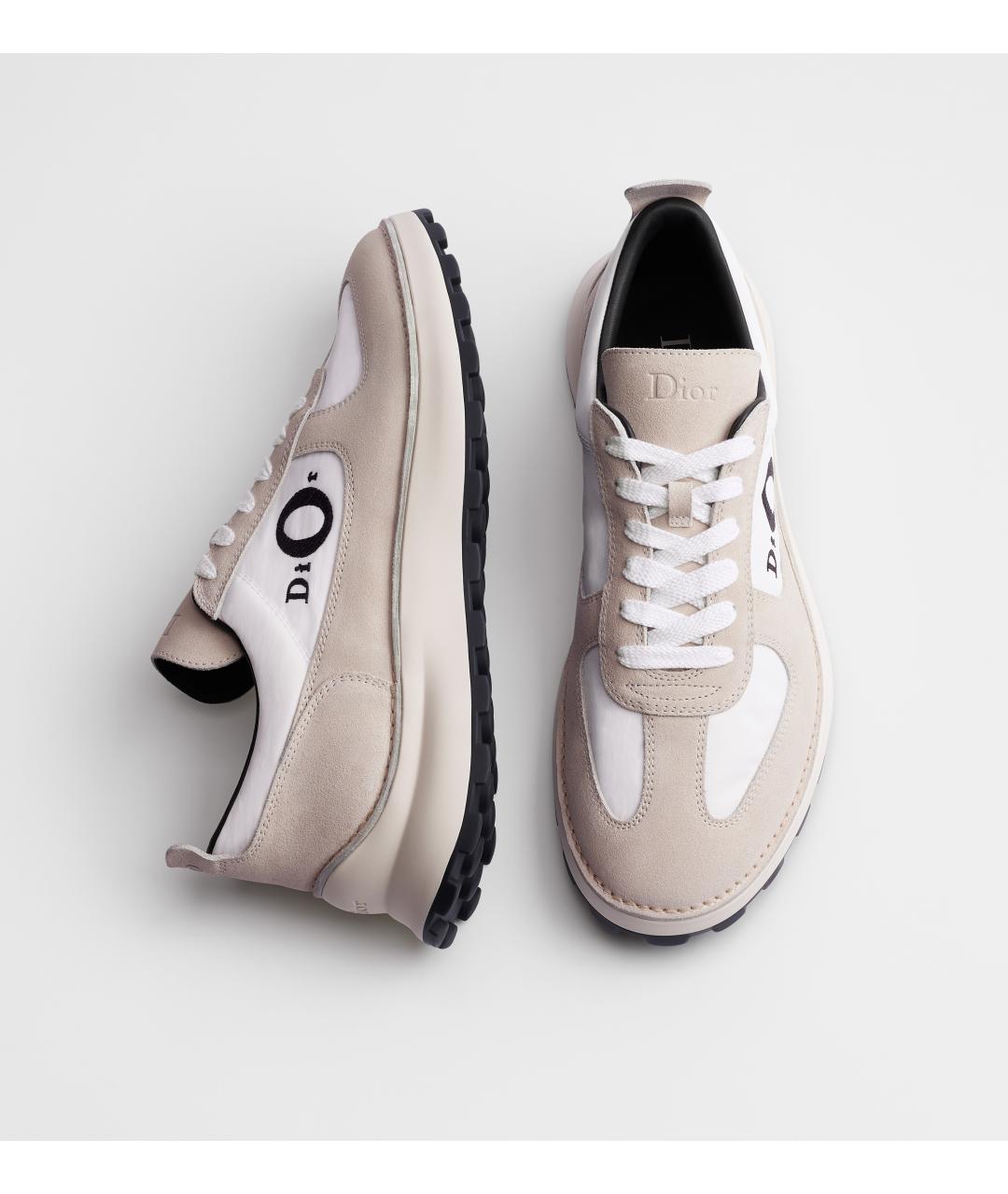 CHRISTIAN DIOR Бежевые кожаные низкие кроссовки / кеды, фото 2