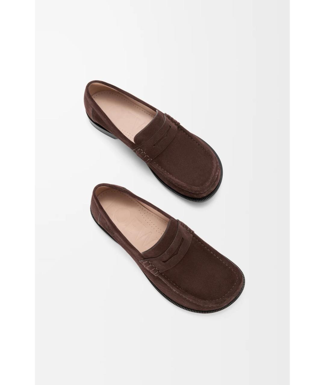 LOEWE Коричневые замшевые лоферы, фото 2