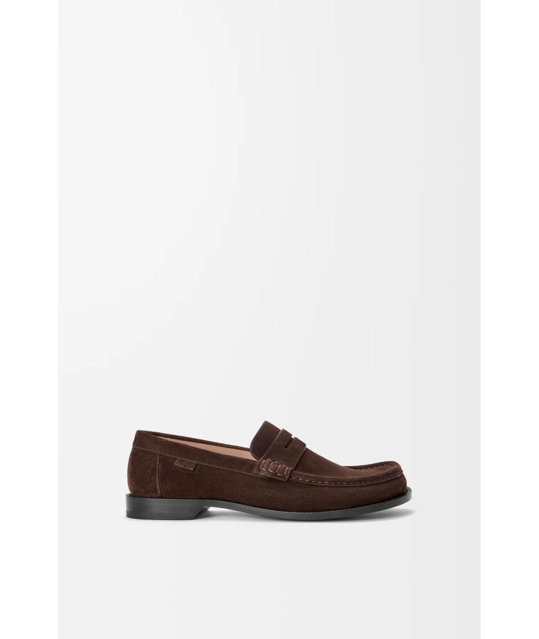 LOEWE Коричневые замшевые лоферы, фото 5