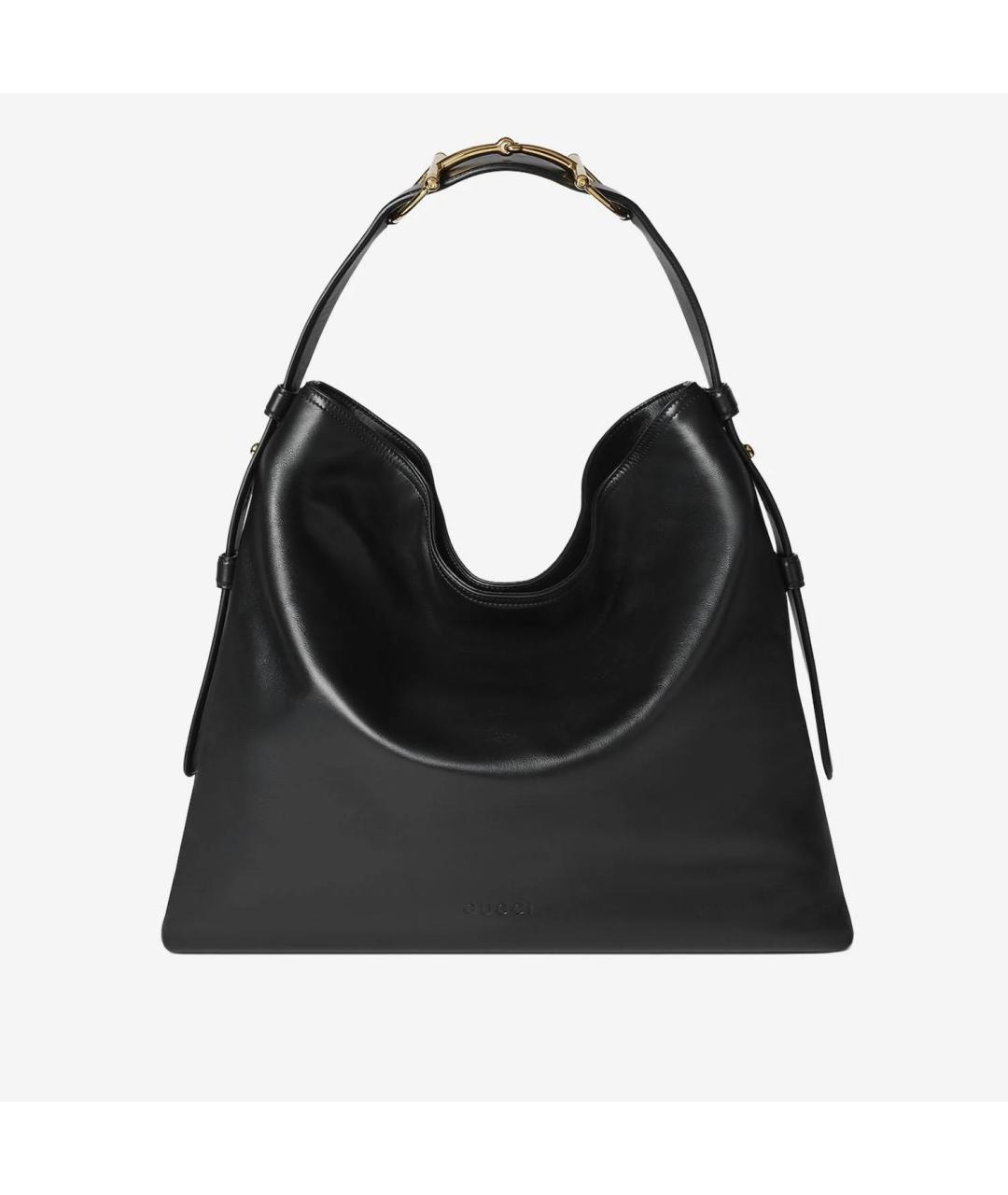 GUCCI Черная кожаная сумка с короткими ручками, фото 1