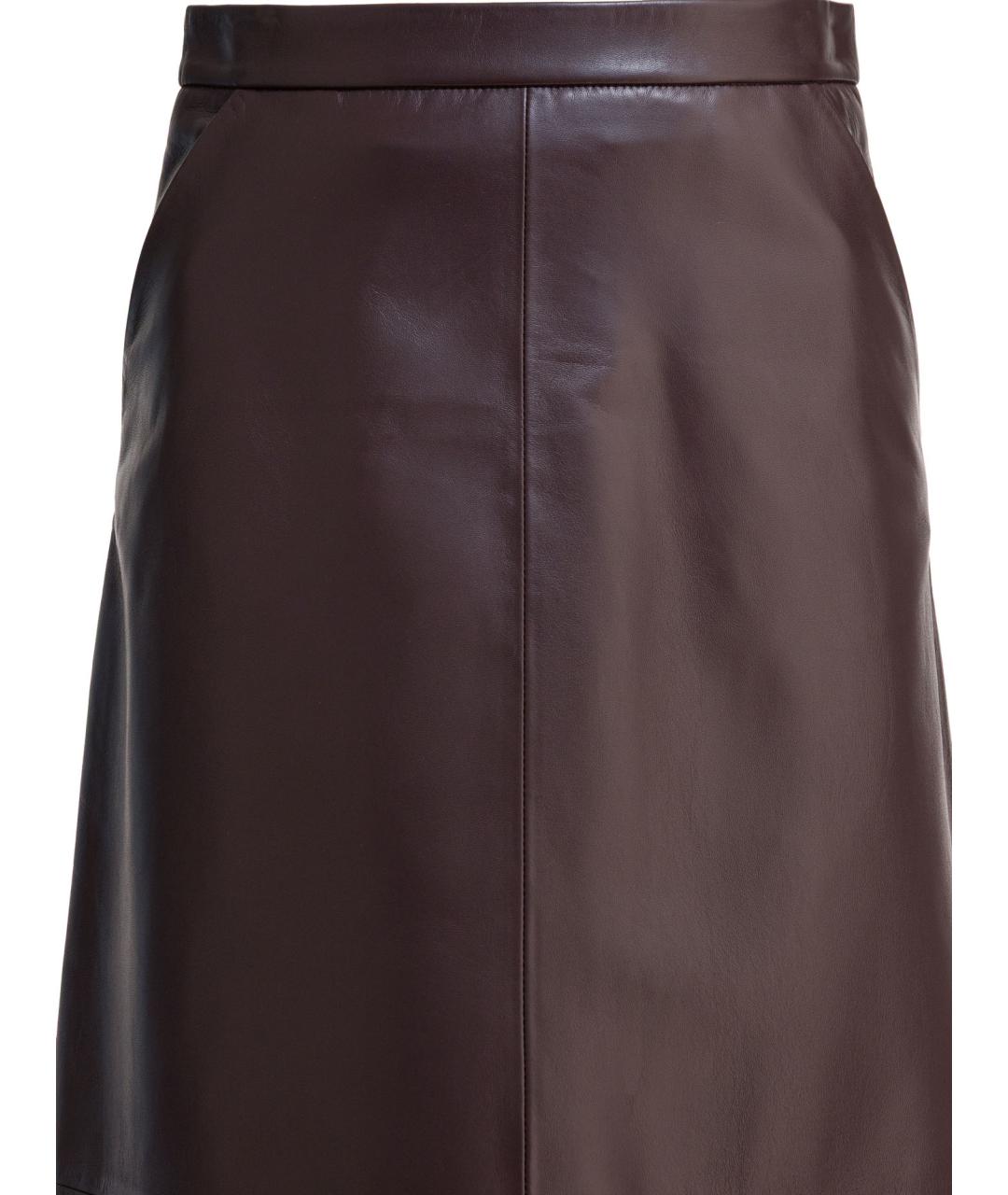 FURLING BY GIANI Коричневая кожаная юбка миди, фото 3