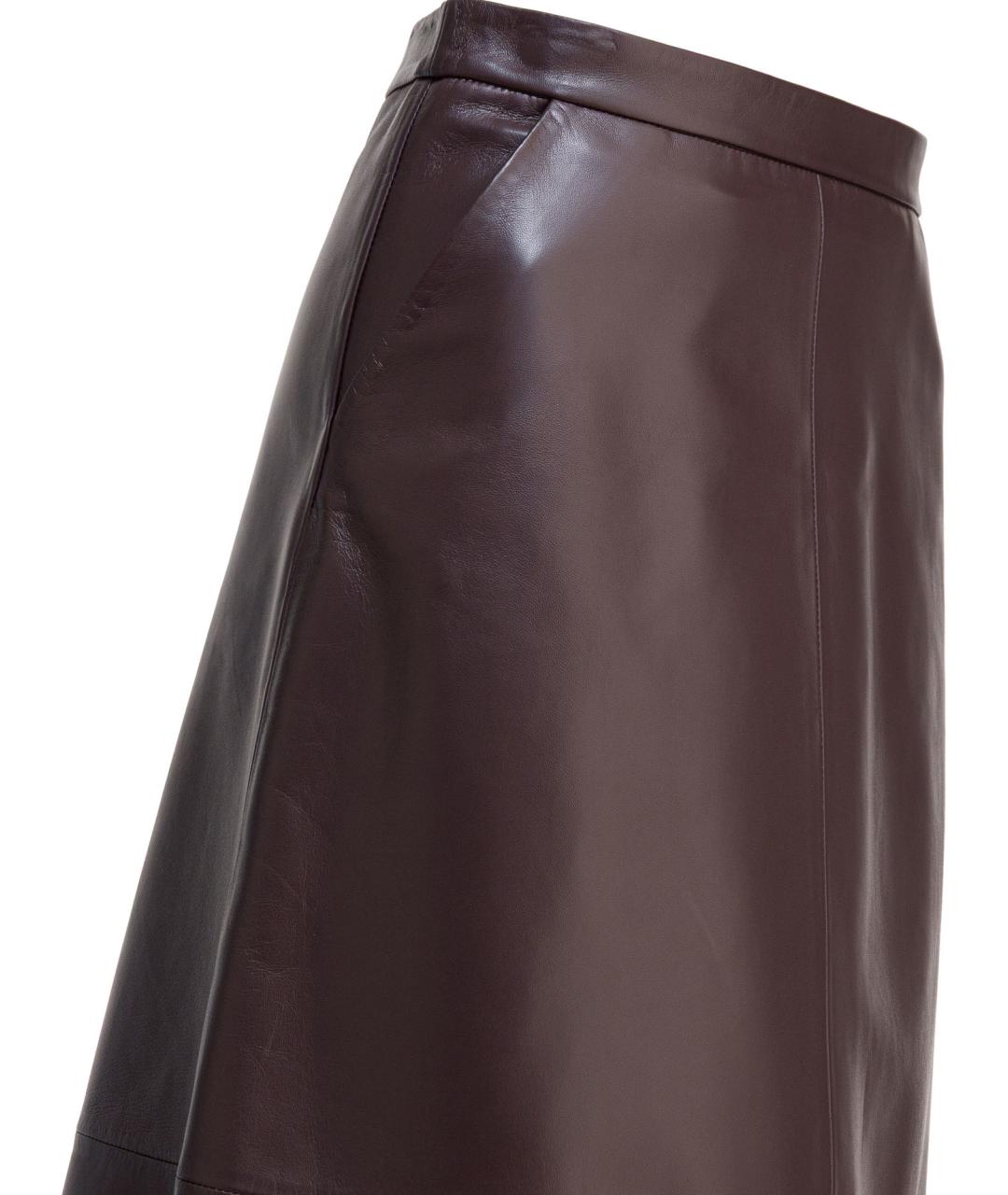 FURLING BY GIANI Коричневая кожаная юбка миди, фото 4