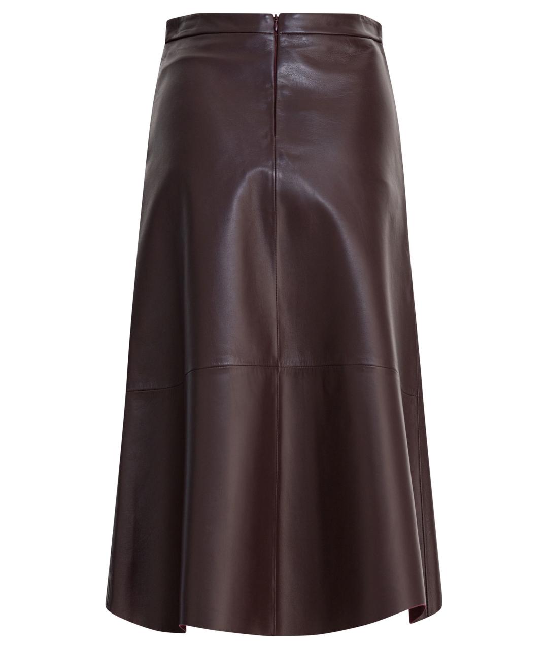 FURLING BY GIANI Коричневая кожаная юбка миди, фото 2